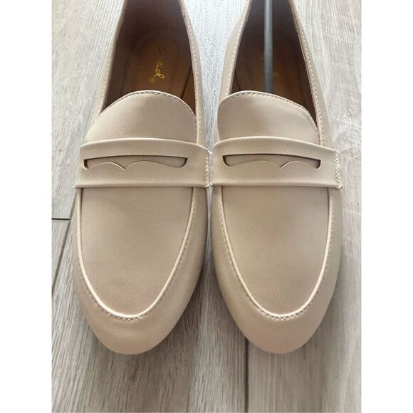 Cupid stone/cream slip on flat penny loafers size 7 - Picture 3 of 10